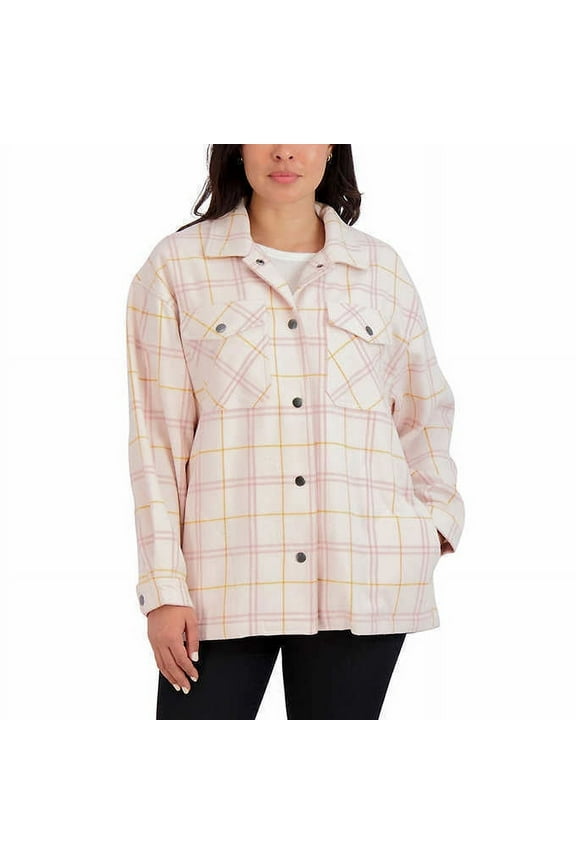 HFX Ladies? Shirt Jacket Fit Snap Button Collared (Pink, XXL)