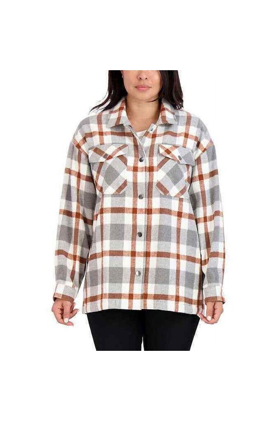 HFX Ladies' Shirt Jacket Size: M, Color: Gray