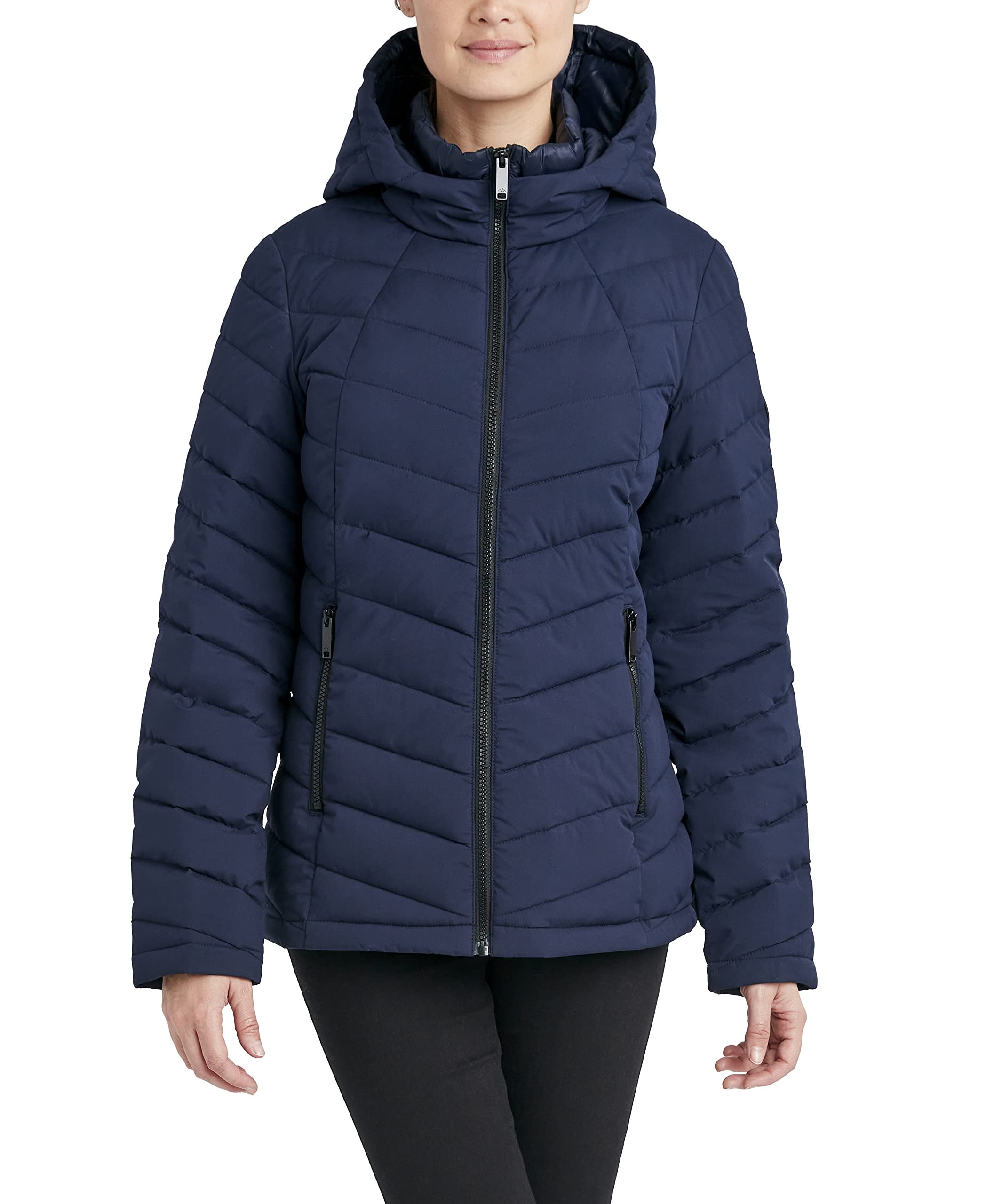 HFX Women's Short Stretch Quilted Jacket Front Zipper Hand