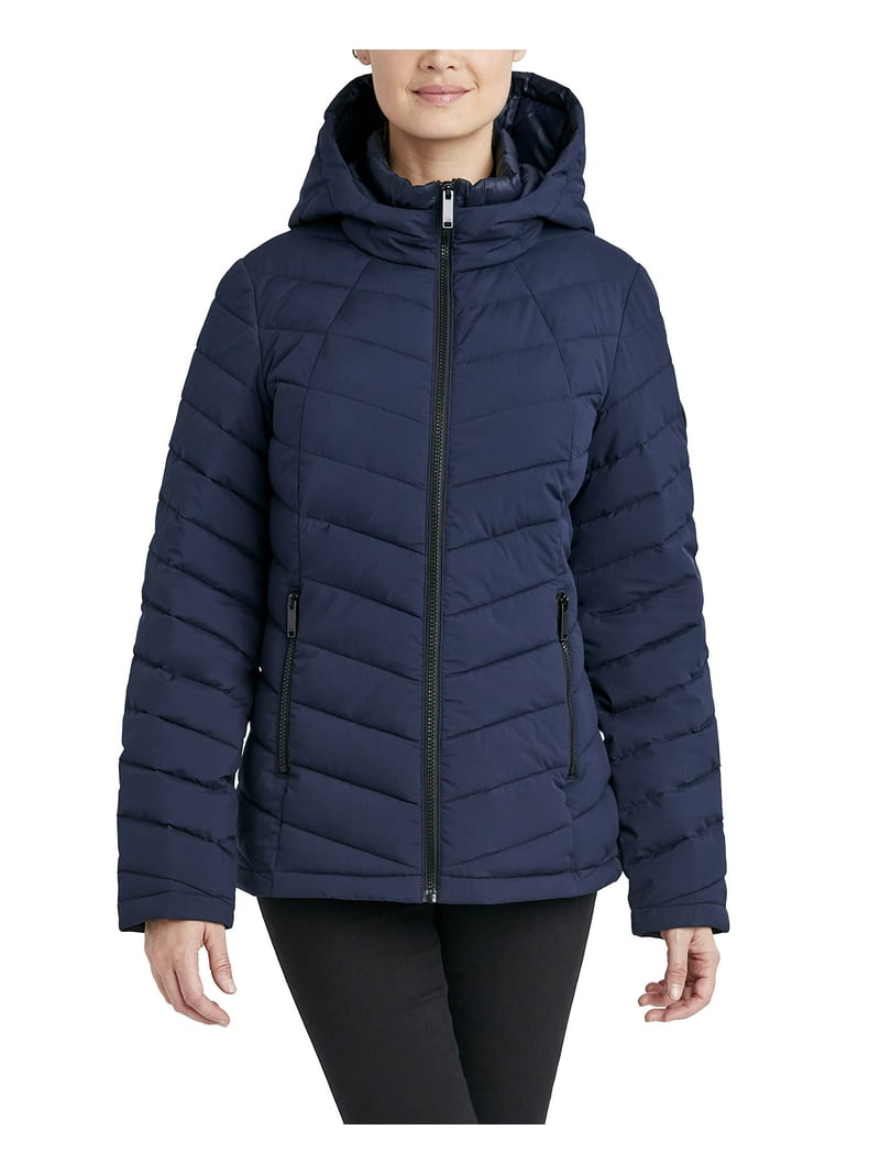 HFX Women's Short Stretch Quilted Jacket Front Zipper Hand Pockets