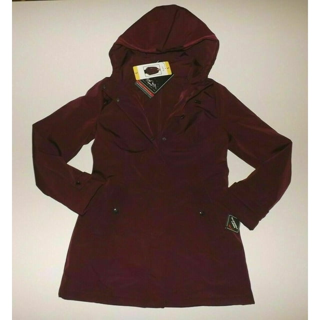 HFX Womens Rain Jacket Coat Zinfandel Burgundy Hooded Jacket Size Small