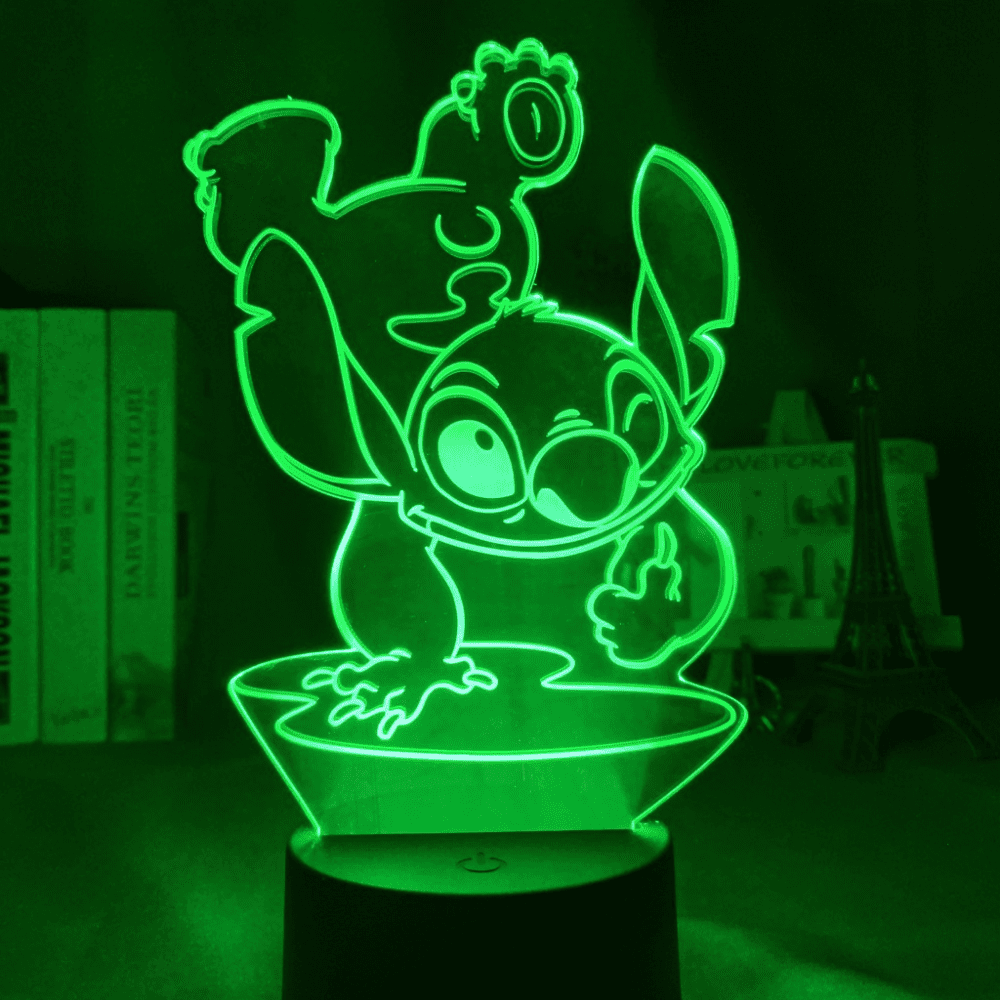 3D Cartoon Stitch Night Light 7 Colour Change LED Desk Lamp Touch Bedroom  Decor