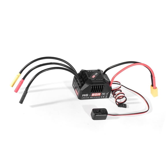 HG-80A 80A Sensorless Brushless ESC Waterproof For 1/10 Scale RC Car Buggy Truck, 2-4S for LIPO for T/XT60 Connector, Adjustable Brake & Acceleration Settings(B)