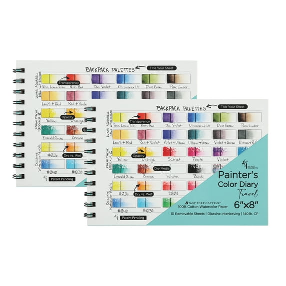 HG Art Concepts Travel Size Painters Color Diary 2 Pack - 6x8" Spiral-Bound Acid-Free Color Swatch Book with 10 Pages for Traveling Artists