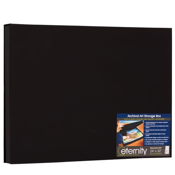 HG Concepts Art Photo Storage Box Eternity Archival Clamshell Box For Storing Artwork, Photos & Documents Deluxe Acid-Free Sturdy & Lined With Archival Paper - [Black - 24" x 32"]