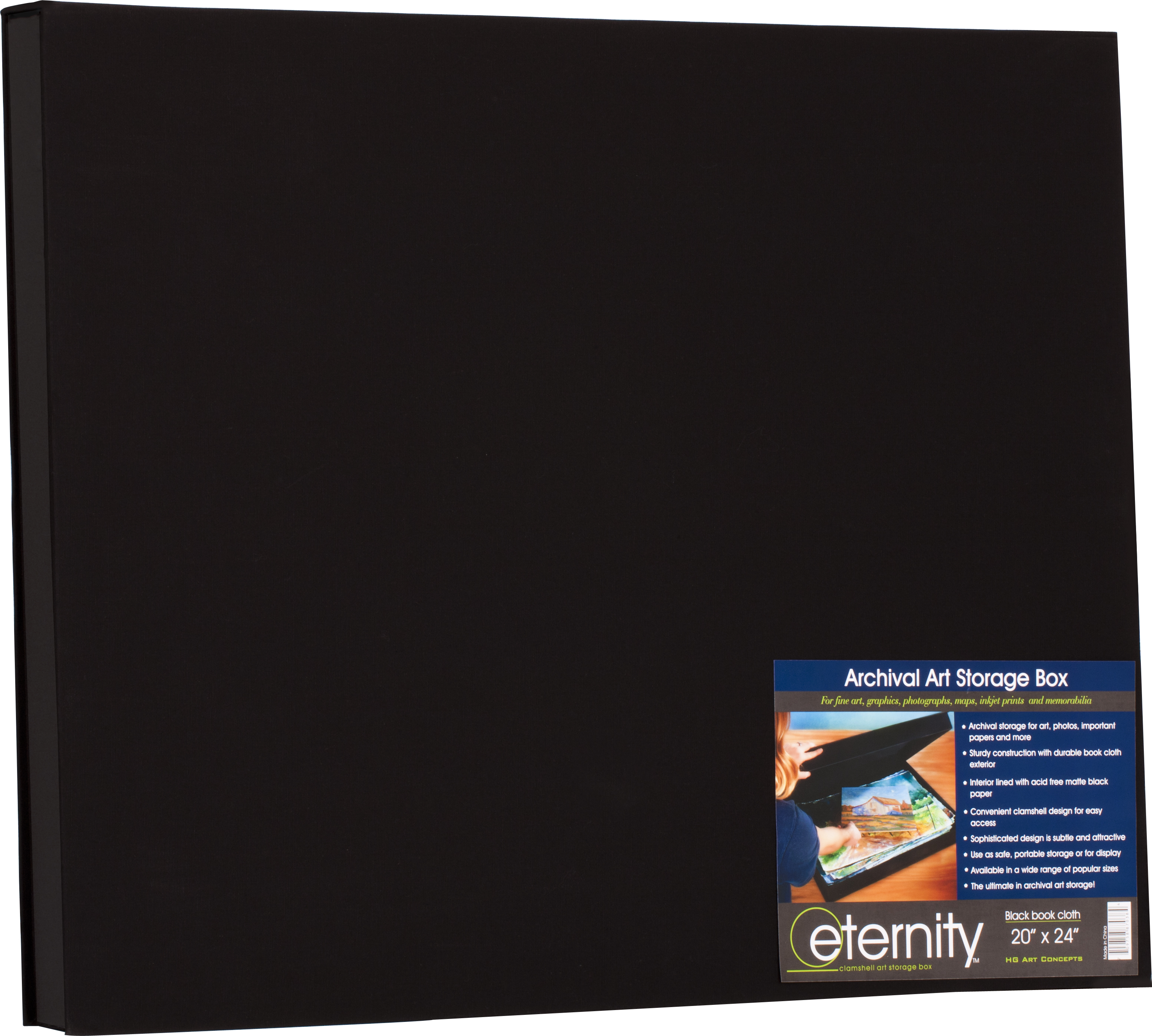 HG Concepts Art Photo Storage Box Eternity Archival Clamshell Box For Storing Artwork, Photos & Documents Deluxe Acid-Free Sturdy & Lined With Archival Paper - [Black - 20" x 24"] - image 1 of 3