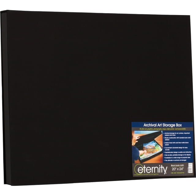 HG Concepts Art Photo Storage Box Eternity Archival Clamshell Box For Storing Artwork, Photos & Documents Deluxe Acid-Free Sturdy & Lined With Archival Paper - [Black - 20" x 24"]