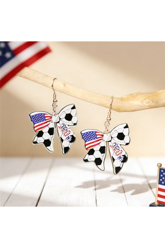 USA 250th Anniversary Patriotic Bow Earrings 1776-2026 Acrylic July 4th Party Jewelry,B