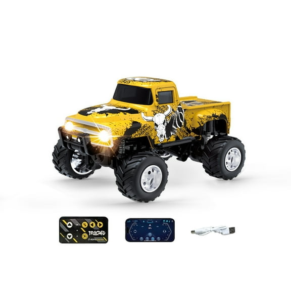 HG4‑231 1:64 Scale 2.4GHz 3‑Speed Phone/RC Dual Control Off‑Road RC Car with LED Lights, Shock Absorber & Trailer Hook for Enthusiasts