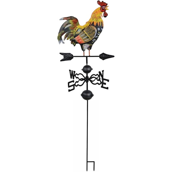 HGC 48 in. Metal Weather Vane for Garden Decor Farmhouse Decorative with Rooster Ornament Wind Vane Weathervanes