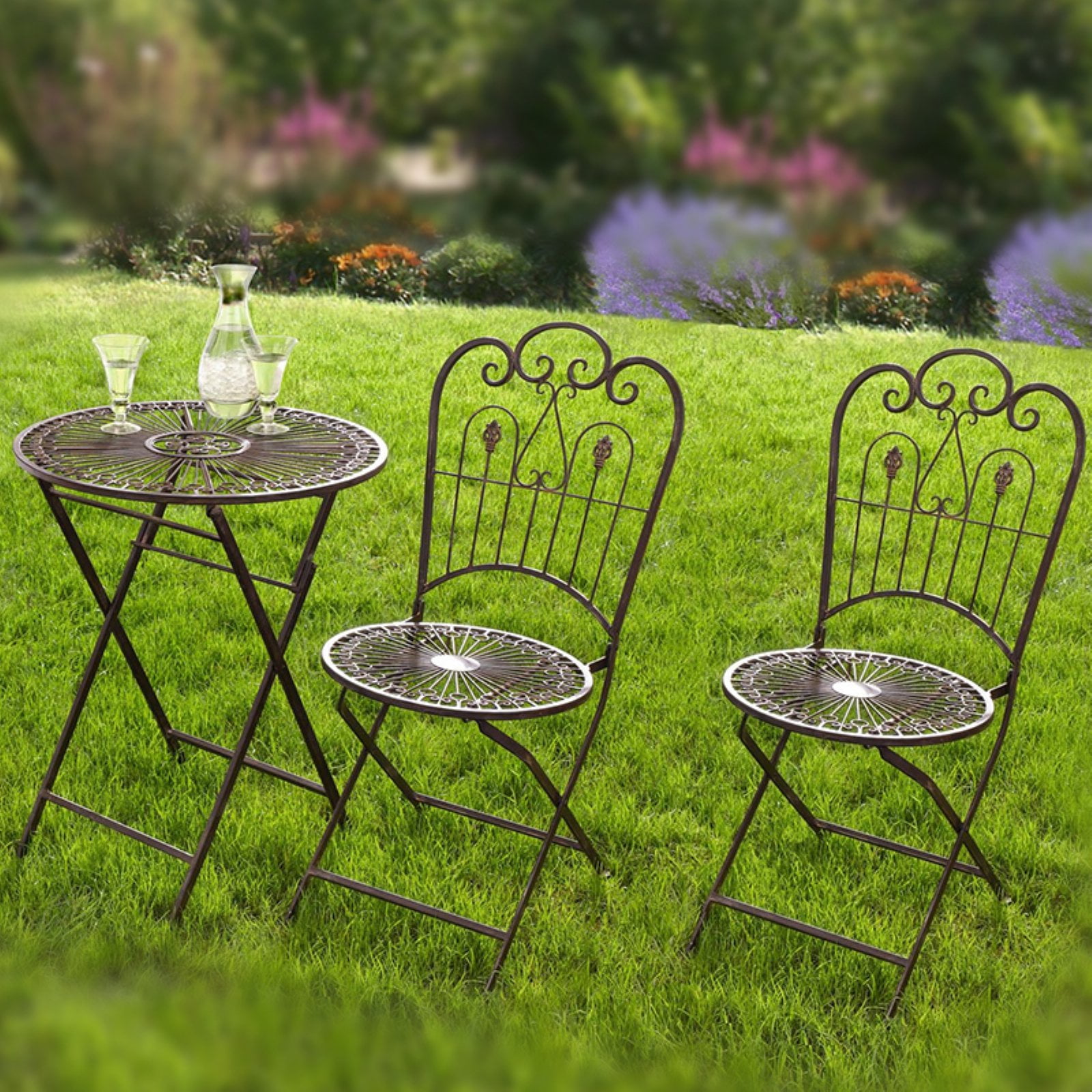 Hgc provence metal folding wrought iron patio bistro chairs deals