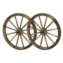 HGC Steel Rimmed Wooden Wagon Wheel Wall Decor - Set of 2