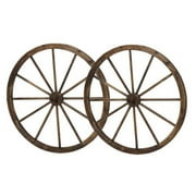 HGC Steel Rimmed Wooden Wagon Wheel Wall Decor - Set of 2