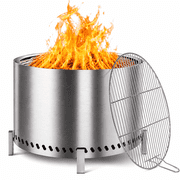 Eclaron 28inch Large Stainless Steel Smokeless Fire Pit Wood Burning Stove Outdoor Camping Patio Picnic