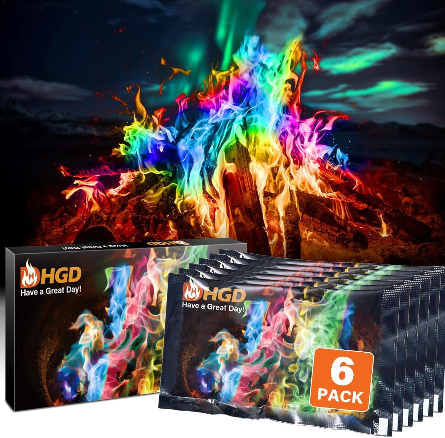 HGD 6 Pack Magic Campfire Fire Color Changing Packets Fire Pit,Party ...