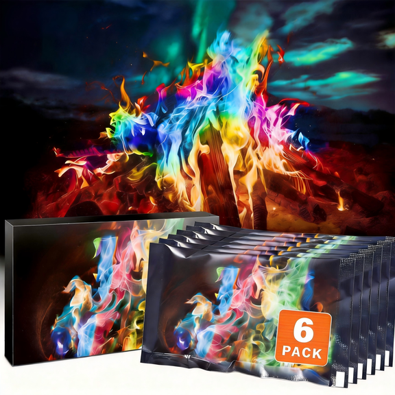 Eclaron Northern Lights Color Flames 6 pack, for Campfires and Fireplaces. Features up to 60 Minutes of Magical Changing Colors.