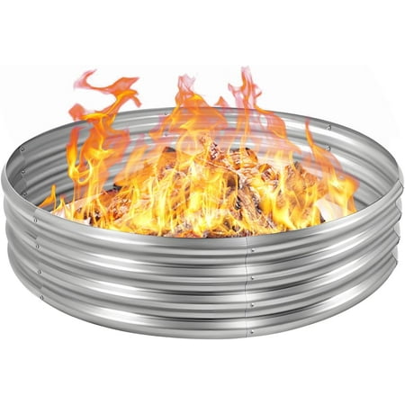 HGD 60 Inch Large Galvanized Steel Metal Fire Pit Ring - 5FT Heavy Duty Fire Rings for Outside Wood Burning - 12" Tall Portable Bonfire Firepit for Backyard, Patio, Camping