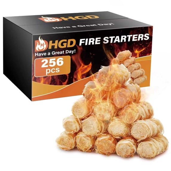 HGD Fire Starter - Waxed Wood Wool Rolls - Natural Fire Starters for Camping, BBQs, Campfires, Wood Stoves, Fire Pits, and Grills - Weather-Resistant for Indoor & Outdoor