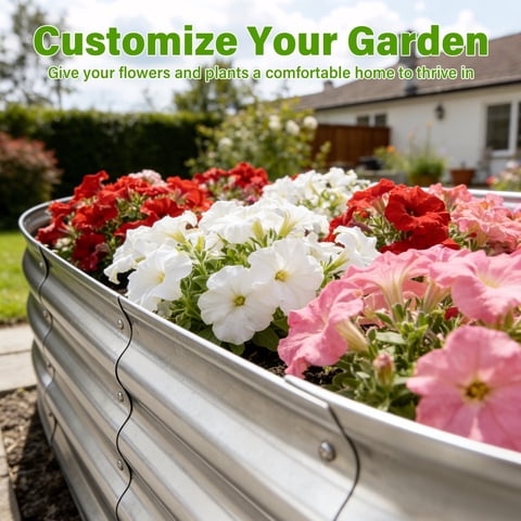 HGD Raised Garden Bed Kit Oval Galvanized Metal 2 Pack 4x2x1 ft
