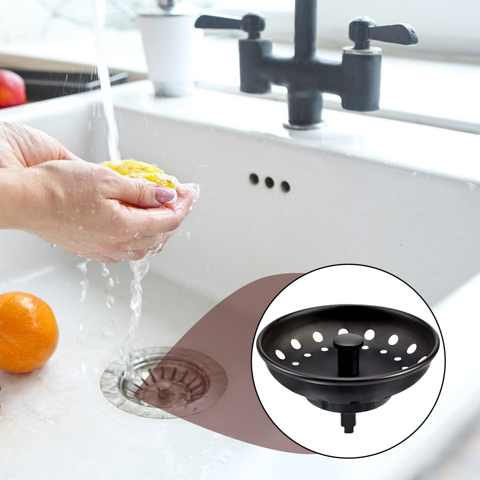 Dependable Industries 2 Pack Kitchen Sink Drain Metal Strainer Silver Basket Stopper W Rubber Plug Bottom Sink Strainer Walmart