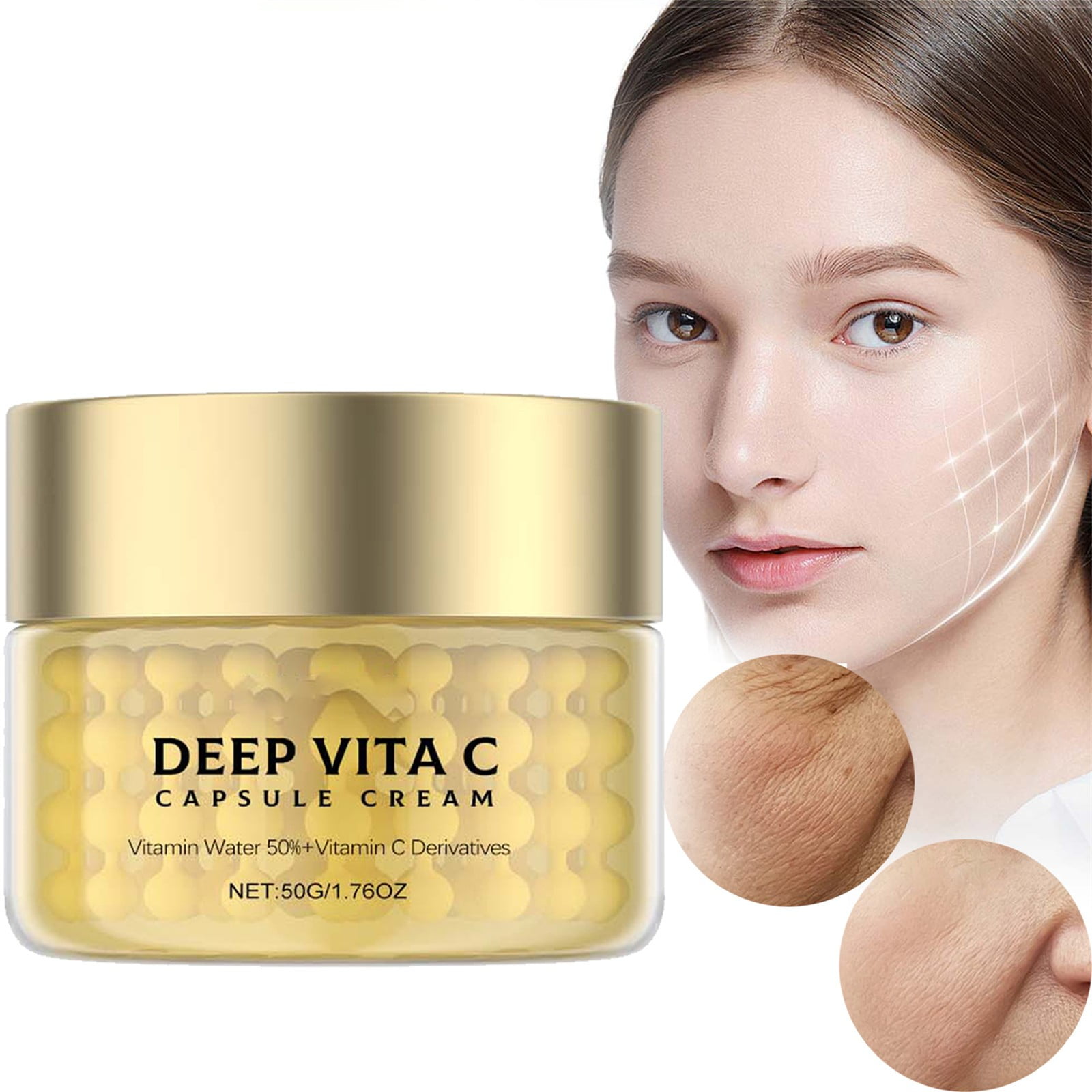 HGENMI Creams Moisturizers,Deep Vitamin C Golden Capsule Moisturizer