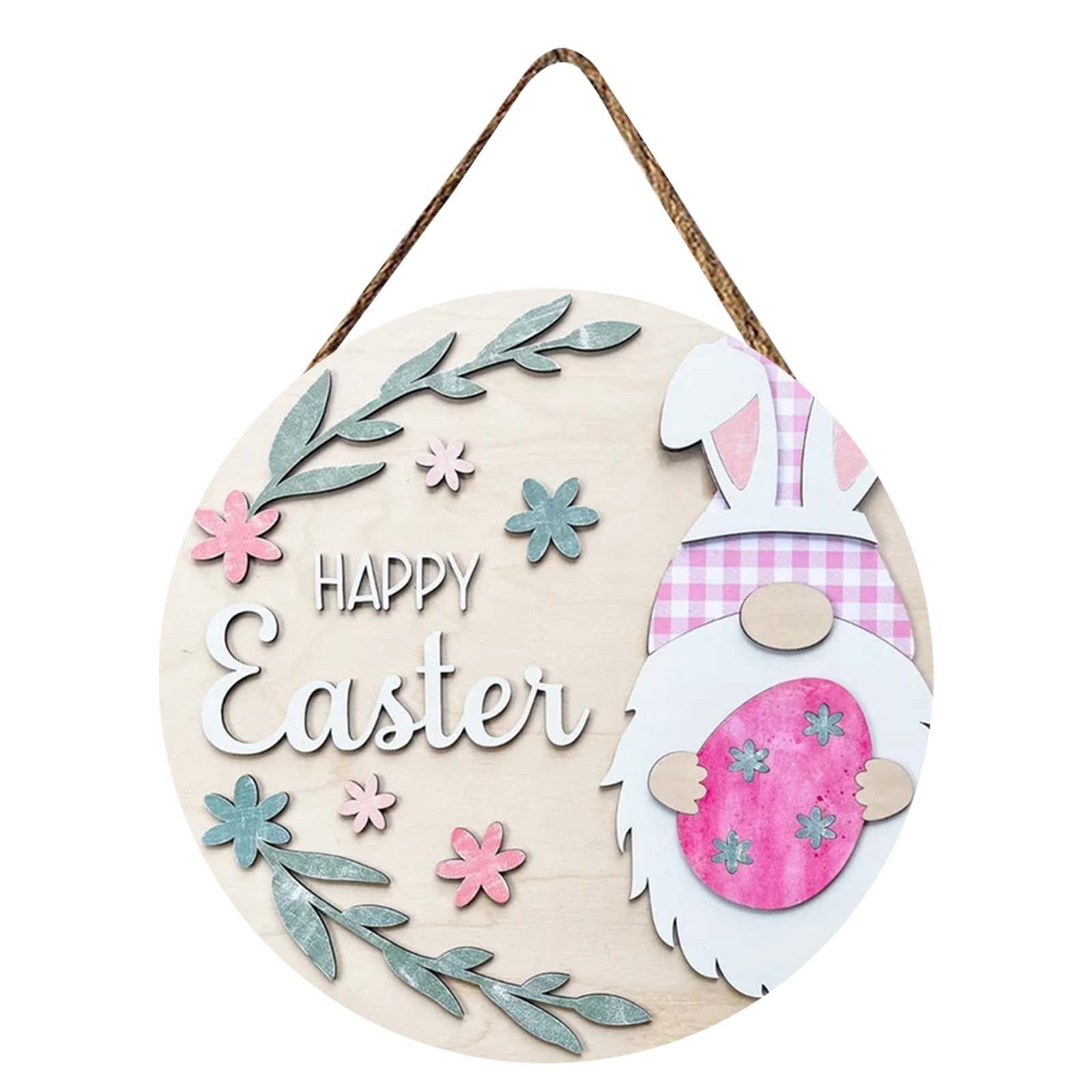 HGFTDIUT Black and Friday Deals 2024 Easter Wooden House Sign Gnome Bunny House Sign