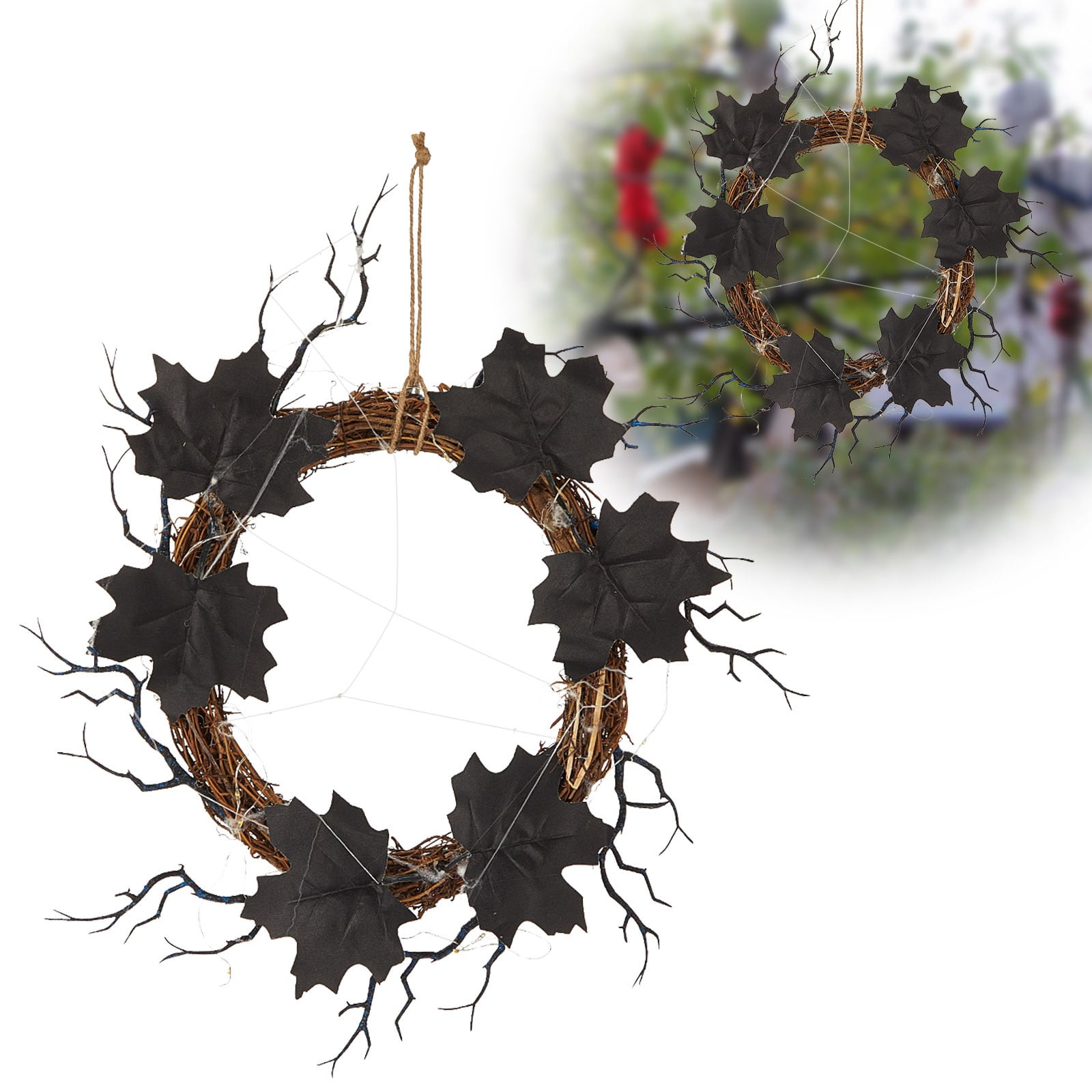 HGFTDIUT Black and Friday Deals 2024 Flower Wreath Halloween Party Wreath For Front Door Yard