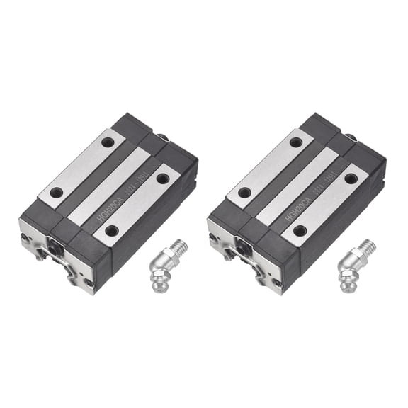 2Pack HGH20CA Linear Slider Block, Linear Slider Bearing Carriage Block with Grease Fitting for Guideway Rail CNC Machine Parts 3D Printer, Silver