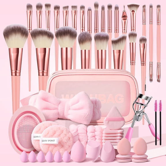 HGHDBT 56Pcs Pink Makeup Brush Set Professional Makeup Kit Powder Concealers Eye shadows Blush Foundation Makeup Brushes