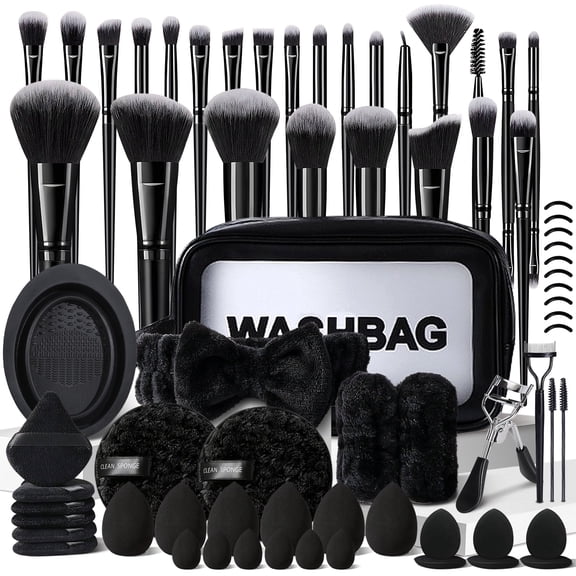 HGHDBT 70Pcs Black Makeup Brush Set Professional Makeup Kit Powder Concealers Eye shadows Blush Foundation Makeup Brushes