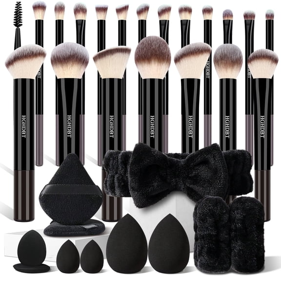 HGHDBT Black Makeup Brush Set Professional Makeup Kit 31Pcs Powder Concealers Eye shadows Blush Foundation Make up Brushes
