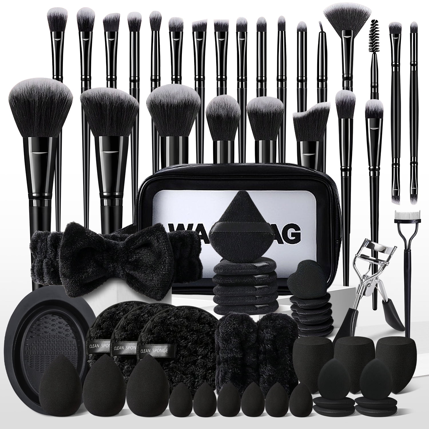 HGHDBT 65Pcs Black Makeup Brush Set Professional Makeup Kit Powder Concealers Eye shadows Blush Foundation Makeup Brushes