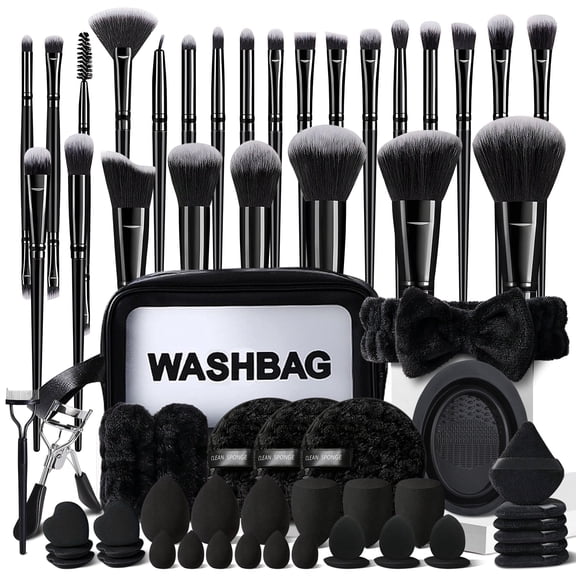 HGHDBT 65Pcs Black Makeup Brush Set Professional Makeup Kit Powder Concealers Eye shadows Blush Foundation Makeup Brushes