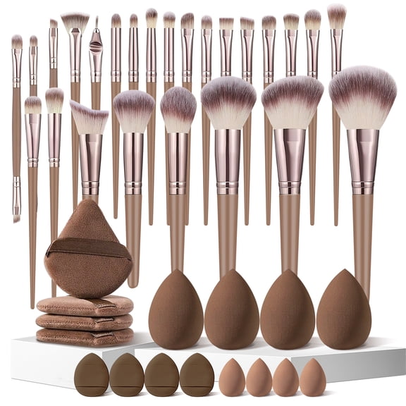 HGHDBT Brown 41Pcs Makeup Brush Set Professional Makeup Kit Powder Concealers Eye shadows Blush Foundation Make up Brushes