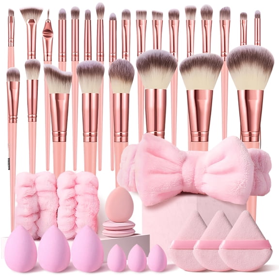 HGHDBT Pink Makeup Brush Set Professional Makeup Kit 40Pcs Powder Concealers Eye shadows Blush Foundation Make up Brushes