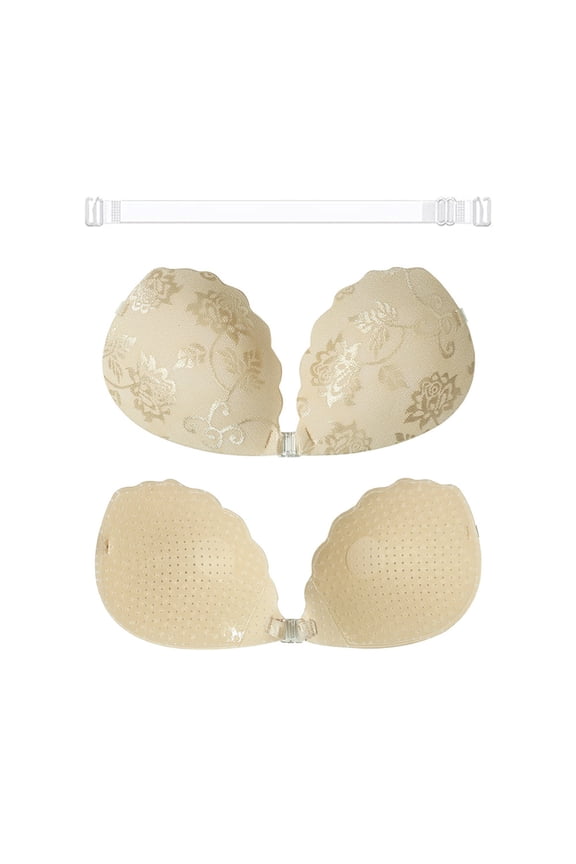 Adhesive Bra Strapless Push Up Sticky Bra Lace Fabric Invisible Stick Bra, Lace Sticky Bras Bra for Woman Wedding Dress