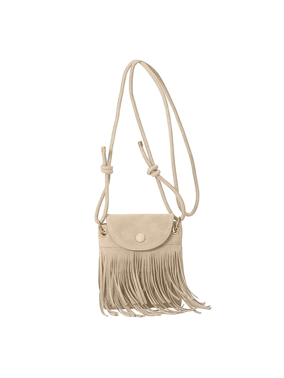 Fringe Crossbody Bag for Women, Vintage Small Purse with Tassel, Mini Western Slouch Bag for Women