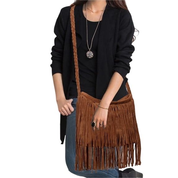 HGIEYS Fringe Crossbody Shoulder Bag with Strap, Tassel Messenger bag, Country Style Western Fringe Purse for Women