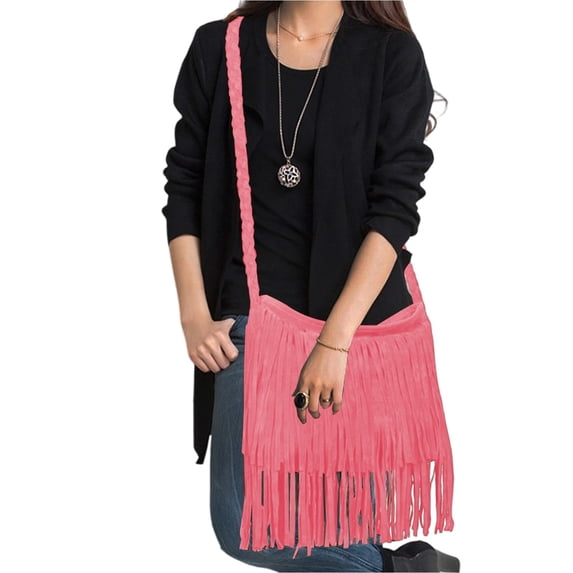 HGIEYS Fringe Crossbody Shoulder Bag with Strap, Tassel Messenger bag, Country Style Western Fringe Purse for Women