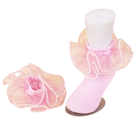 HGIEYS Girls Ruffle Socks Sequins Lace Socks | Girls Fancy Princess Dress Socks Frilly Socks with Shiny Sequins Flowers 6-12 Months