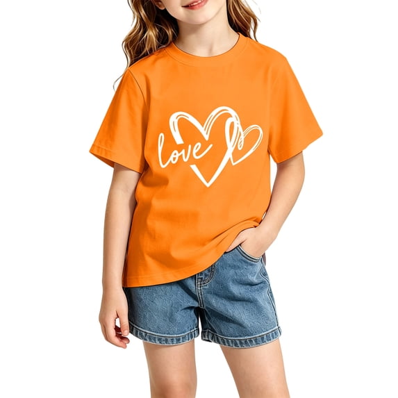 HGIEYS Girls Short Sleeve Tee Shirts Kids Summer Crewneck Tops 4-6 Years