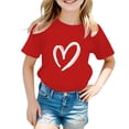 thumbnail image 1 of HGIEYS Girls Short Sleeve Tee Shirts Kids Summer Crewneck Tops 5-14 Years | Soft lightweight kids 11-12 Years, 1 of 4