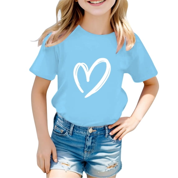 HGIEYS Girls Short Sleeve Tee Shirts Kids Summer Crewneck Tops 5-14 Years | Soft lightweight kids 3-4 Years