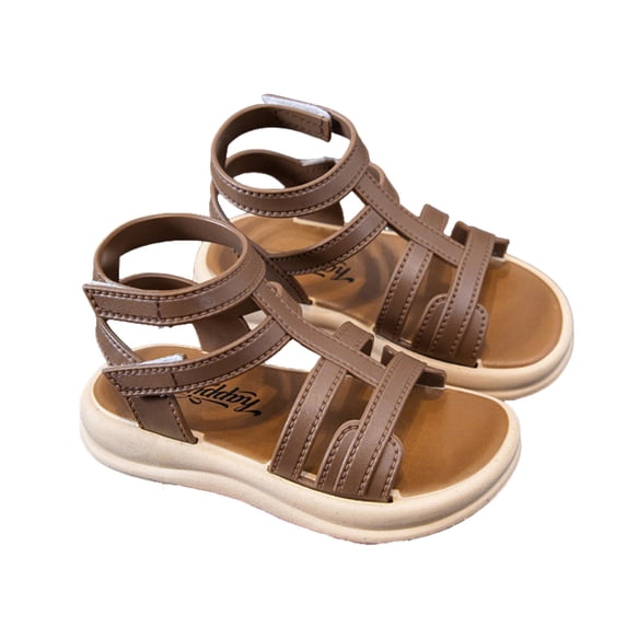 HGIEYS Girls Summer Sandals, Hollow Breathable Bow Decor Closed Toe Shoes, Anti- Soft Sole Hook and Loop Casual Beach Sandals for Toddler Big Kids Girls 4-4.5 Years