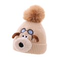 thumbnail image 1 of HGIEYS Toddler Winter Knit Beanie Cute Pilot Dog Embroidery Warm Pom Pom Hat for Baby Boys Girls 1-5 Years, 1 of 6