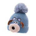 thumbnail image 1 of HGIEYS Toddler Winter Knit Beanie Cute Pilot Dog Embroidery Warm Pom Pom Hat for Baby Boys Girls 1-5 Years, 1 of 4