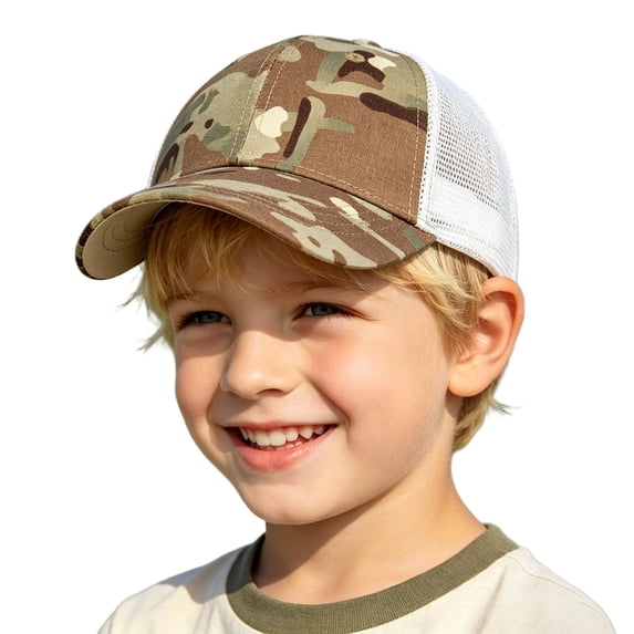 HGIEYS Kids Trucker Hat Baseball Cap Structured Plain Design 2-8 Years