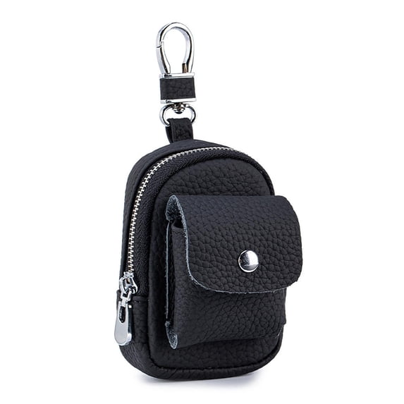 HGIEYS Leather Mini Backpack Keychain – Cute Travel Coin Purse & Makeup Bag for Women, Compact Organizer with Carabiner Clip