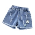 thumbnail image 1 of HGIEYS Little Big Girls Summer Denim Shorts Elastic Waistband Flower Ripped Jeans 150, 1 of 3