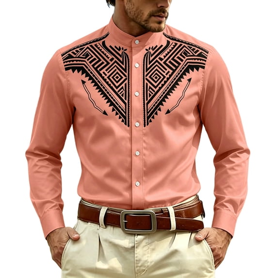 HGIEYS Men's Western Cowboy Shirt Embroidered Long Sleeve Casual Button Down Shirt